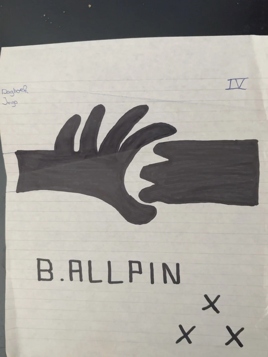 Mijn oorspronkelijke tekening met B.ALLPIN uit 1991